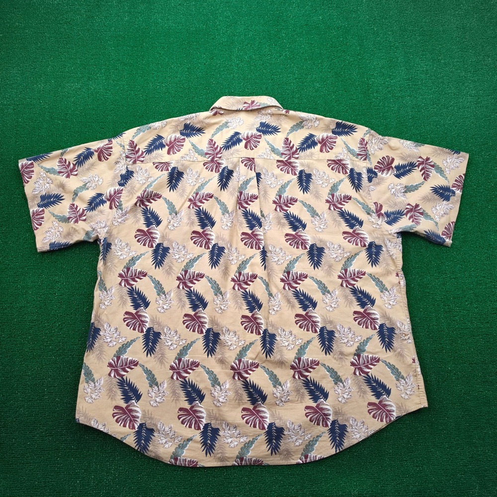 Natural Issue Hawaiian Shirt Mens 2XL Tan Tropical Leaf Print Cotton Aloha - Picture 8 of 8